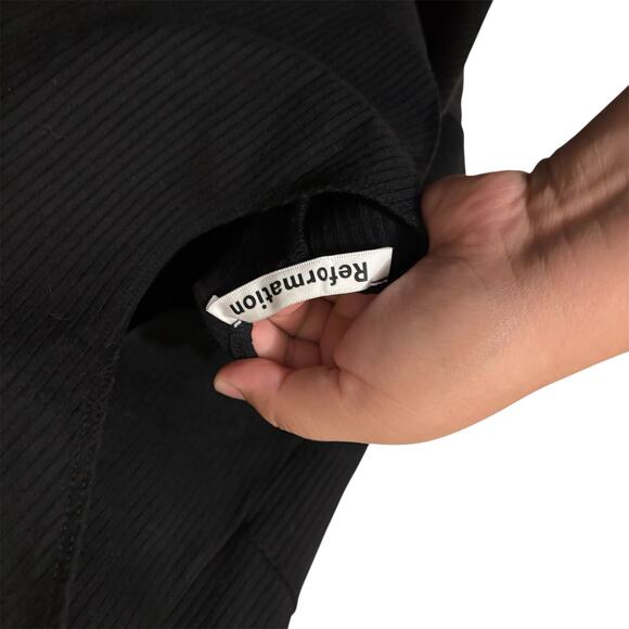 Reformation Black Knit Ribbed Ashlee Midi Dress Size Large - Picture 5 of 8